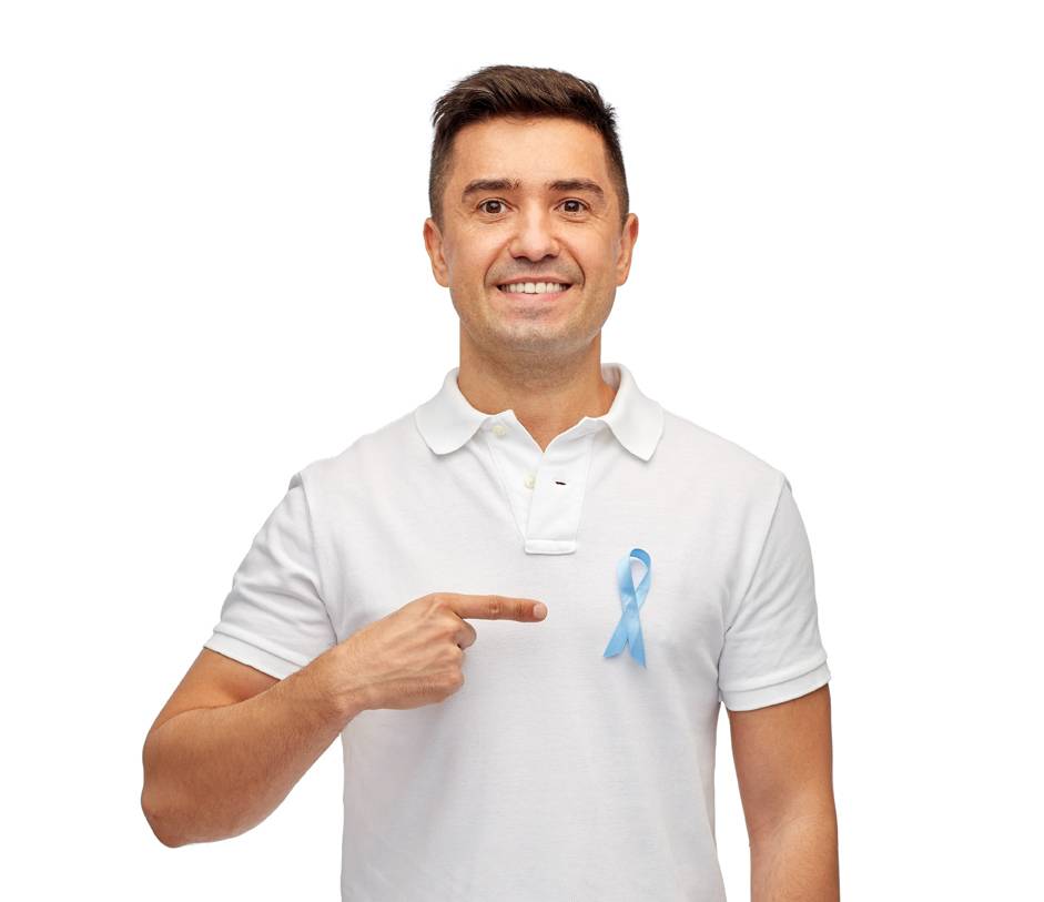 Man with prostate cancer awareness ribbon